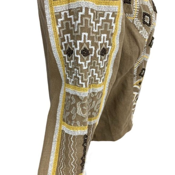 Chico's Linen Blend Open Front Blazer Southwestern - Picture 6 of 11